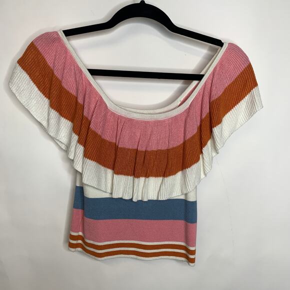 Striped Knit Peasant Neck Sweater Sz Small? Medium - Picture 1 of 5